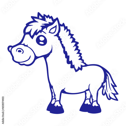 Horse stands rider cartoon riding cute comic cool