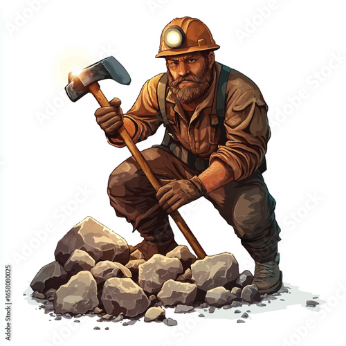 a miner with helmet