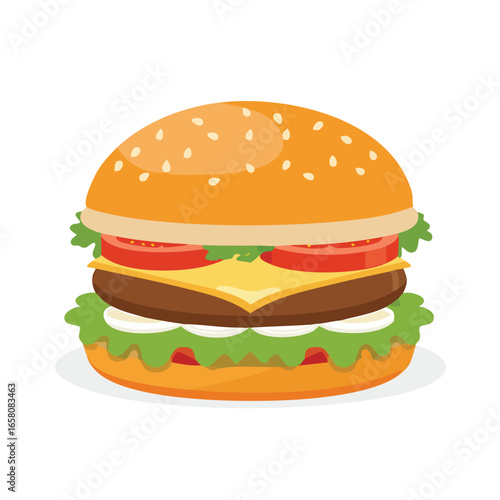 Double Cheeseburger with Tomato and Lettuce - AI Generated