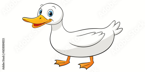 Vector illustration of white duck on isolated background.