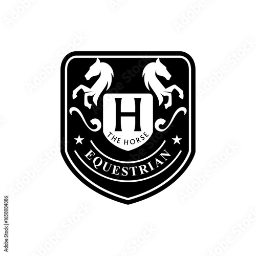 Horse Equestrian Heraldic Crest Logo