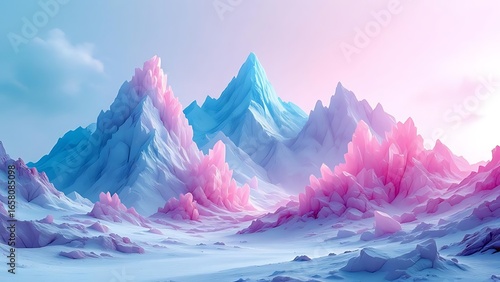 Crystalline Peaks In Pastel Hues abstract mountains