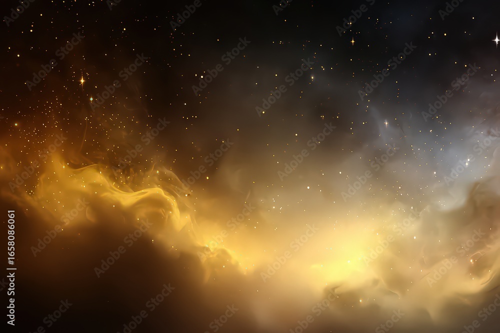 Naklejka premium Golden Nebula In Space