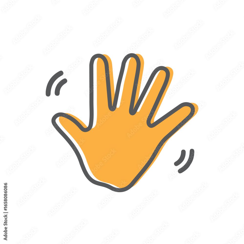 Obraz premium Hand wave waving hi or hello, vector, icon.