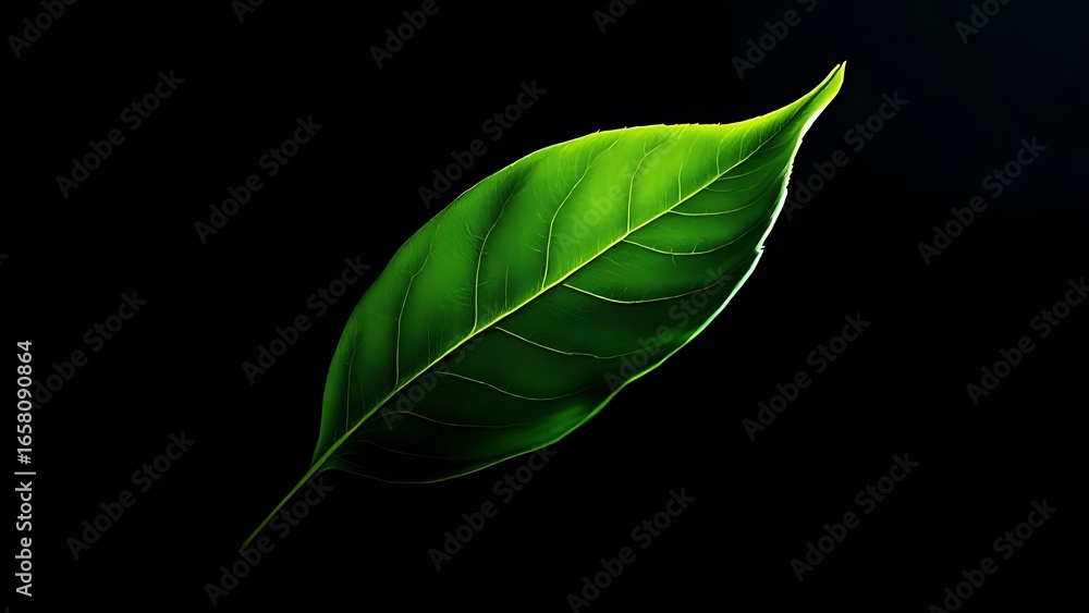 Obraz premium Vivid green leaf dramatic lighting nature plant