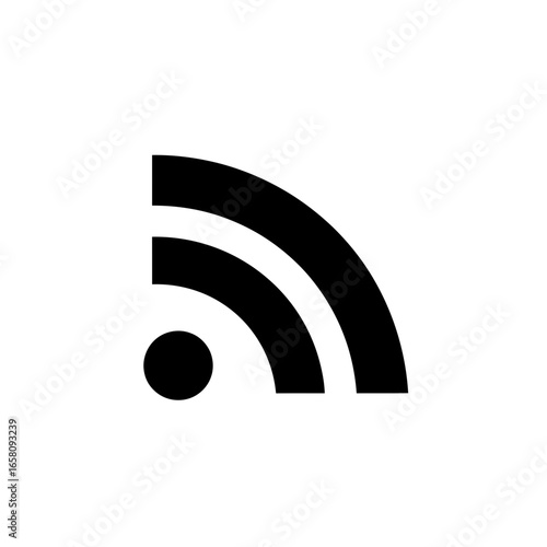 A black and white graphic icon representing a wireless signal or Wi-Fi connection.