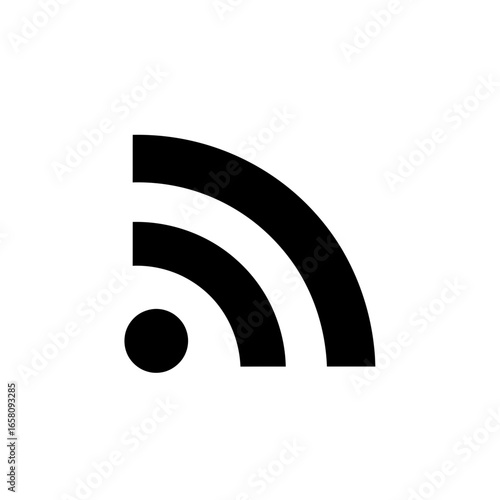 Black and white RSS feed icon representing web syndication and content updates.