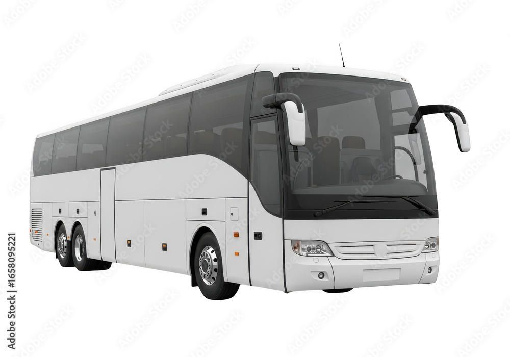 White passenger bus isolated on transparent background White passenger bus isolated on transparent background