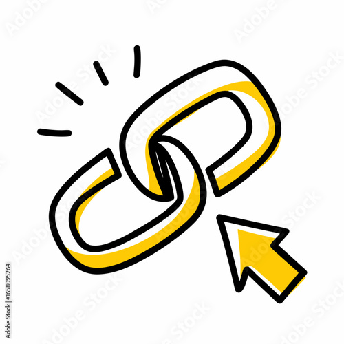 Yellow link icon with arrow indicating connection  