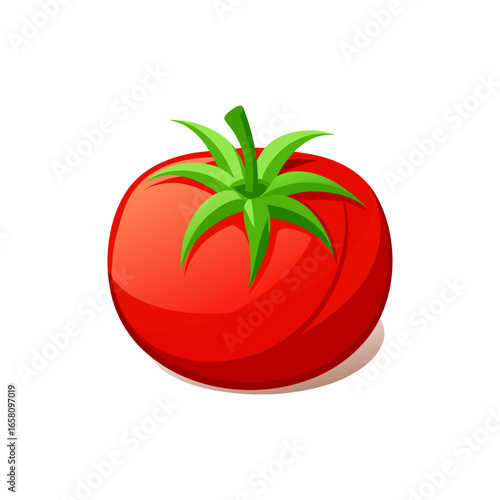 Red ripe tomato isolated on white background for fresh vegetable and food concept