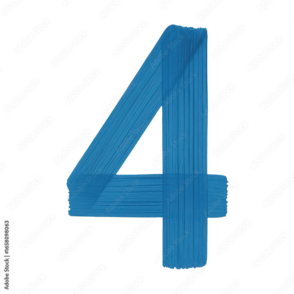 Fototapeta premium PNG Blue textured number four
