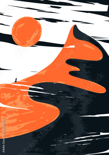 Mystic and whimsical poster in grunge and underground style. Halloween and spooky art