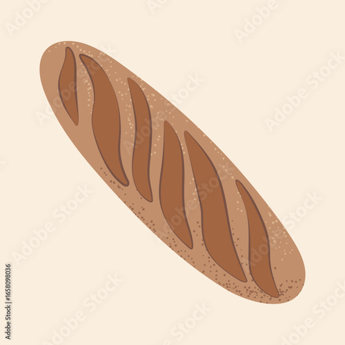 Fresh bread loaf, ideal for bakery menus, food illustrations, or recipe designs.