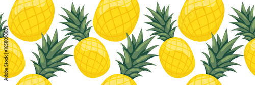 Juicy seamless pattern with pineapples. For summer backgrounds, food packaging, fabric prints
