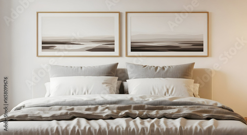 Bedroom decor with abstract artwork