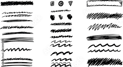 Black Hand Drawn Brush Stroke Vector Set with Various Textures and Styles 