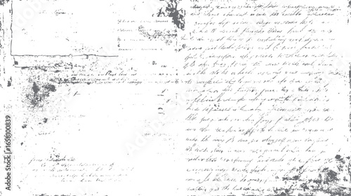 Antique grunge handwriting texture background. Vintage distressed manuscript with ink stains and old retro overlay design