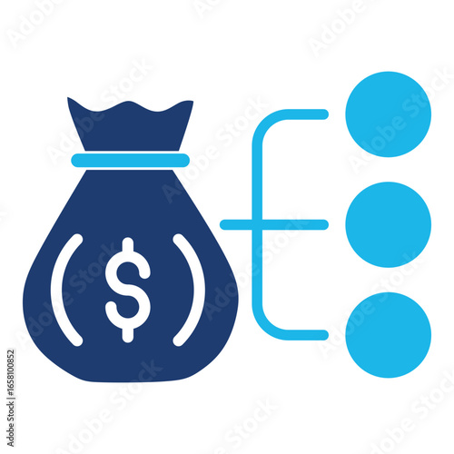 Revenue Icon In Blue Monochrome Flat Design, Vector Illustration