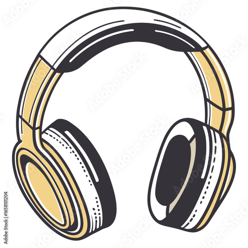 Headphones in minimalist style with black and beige colors  
