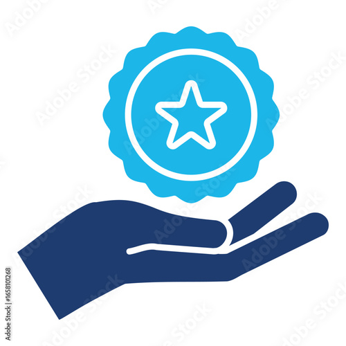 Branding Icon In Blue Monochrome Flat Design, Vector Illustration