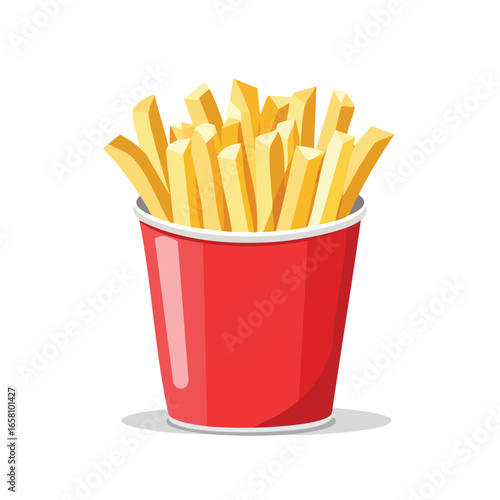 French Fries in Red Cup, Crispy Snack - AI Generated