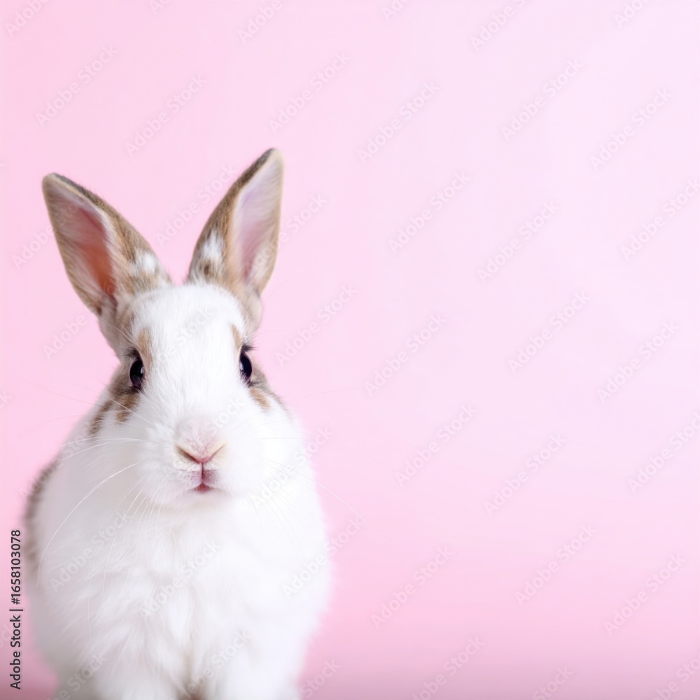 Obraz premium An adorable rabbit portrait with a pink backdrop