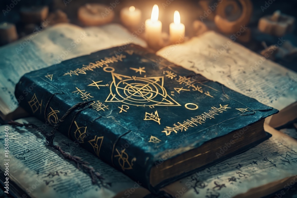 Fototapeta premium closed dark magic book of spells 
