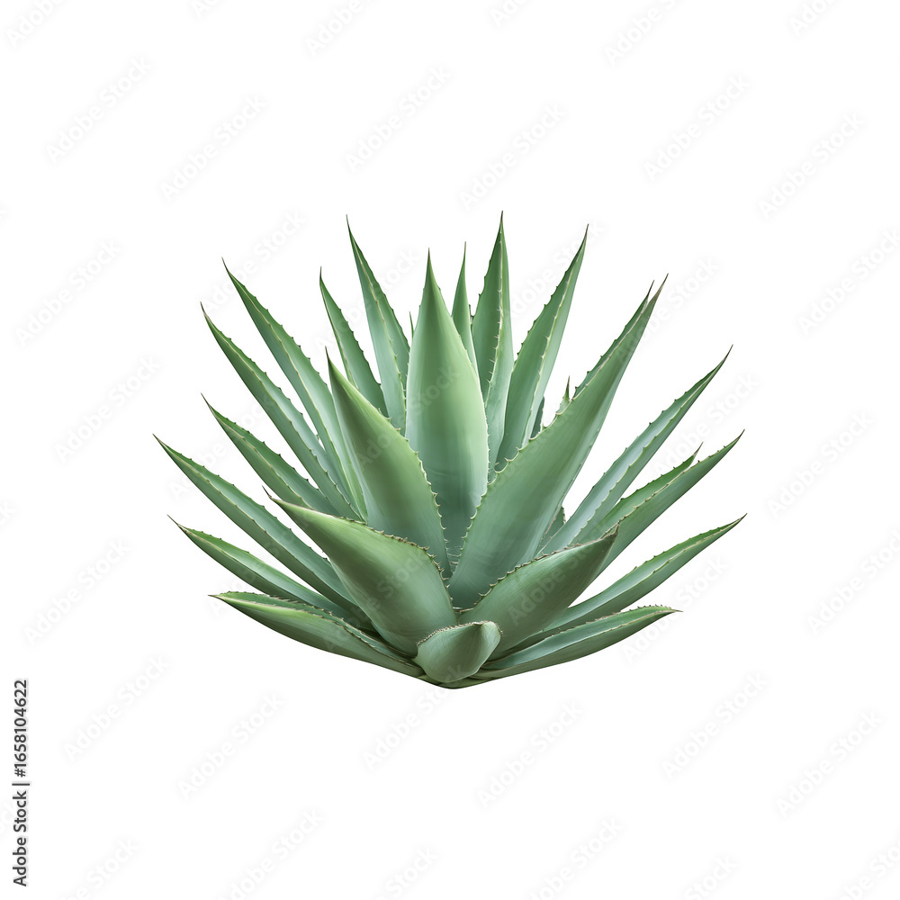 Fototapeta premium A succulent plant with thick, pointed green leaves arranged in a rosette shape