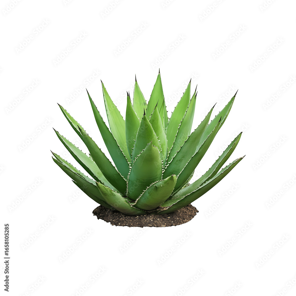 Fototapeta premium A succulent plant with thick, pointed green leaves arranged in a rosette shape