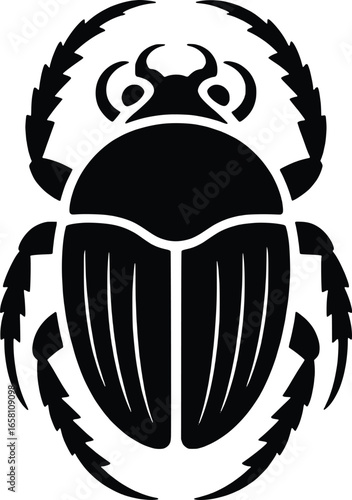 Stylized scarab beetle silhouette with tribal patterns