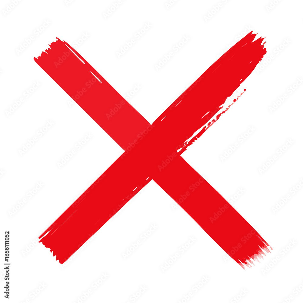 Obraz premium Red cross mark brush stroke symbol isolated transparent background transparent background