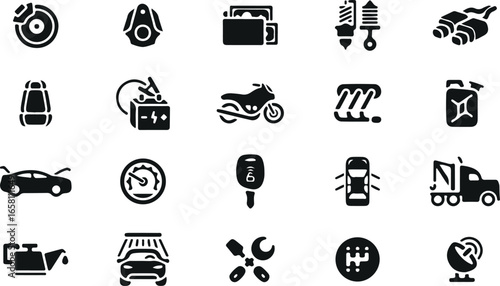 Transport and Vehicle Icon Set – Car, Bike, Bus, Travel, Journey, Black, Outline, Minimal, Flat, Symbol, Creative, Vector, Art, Design, Illustration, Navigation, Road, Abstract, Modern