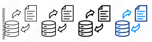 Transactional Data Icon Multiple Outline Collection Set
