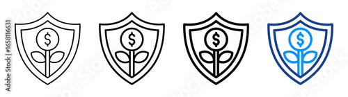 Investment Protection Icon Multiple Outline Collection Set
