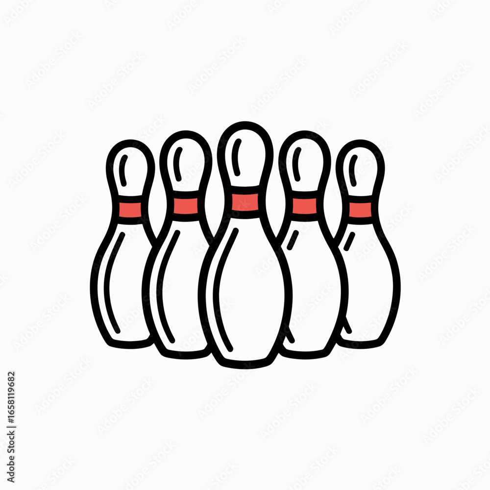 Fototapeta premium bowling, pins, strike, vector, icon, sport, lane, game, ball, recreation, indoor, play, activity, scoring, team, leisure, graphic, illustration, clipart, target, plastic, competition, roll, challenge,