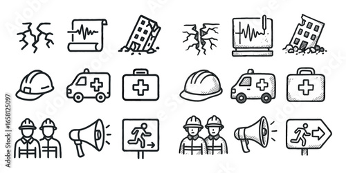 Earthquake Disaster Icons