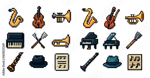 Colorful Jazz Instrument Icons