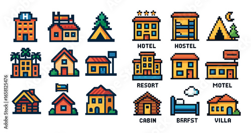 Pixel Art Accommodation Icons