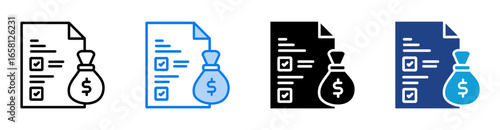 Cost icon set multiple style collection