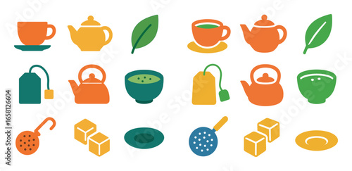 Colorful Tea Icon Set