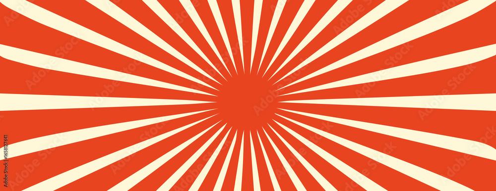 Fototapeta premium Simple background with red stripes. Sunburst radial vector.
