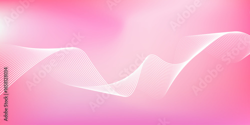 Abstract pink gradient background with shining lines waves. Minimalist background for banner, poster, cover, brochure, flyer, website