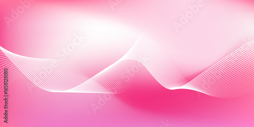 Abstract pink gradient background with shining lines waves. Minimalist background for banner, poster, cover, brochure, flyer, website