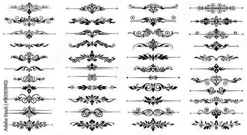 Elegant ornamental dividers and borders design set for modern decoration
