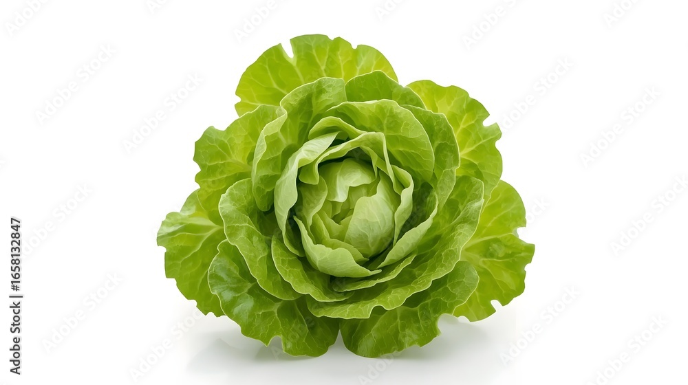 Obraz premium Fresh Lettuce Isolated on White Background – Premium Leafy Vegetable Photography
