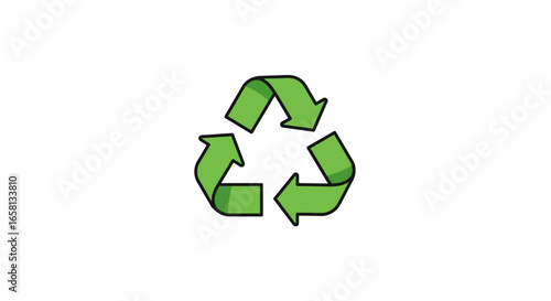 Simple green recycling symbol on white background for sustainability and eco-friendly design
