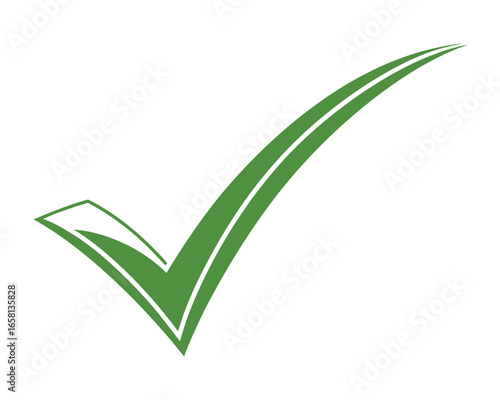 Green check mark symbol, a positive icon signifying success, agreement, and correctness