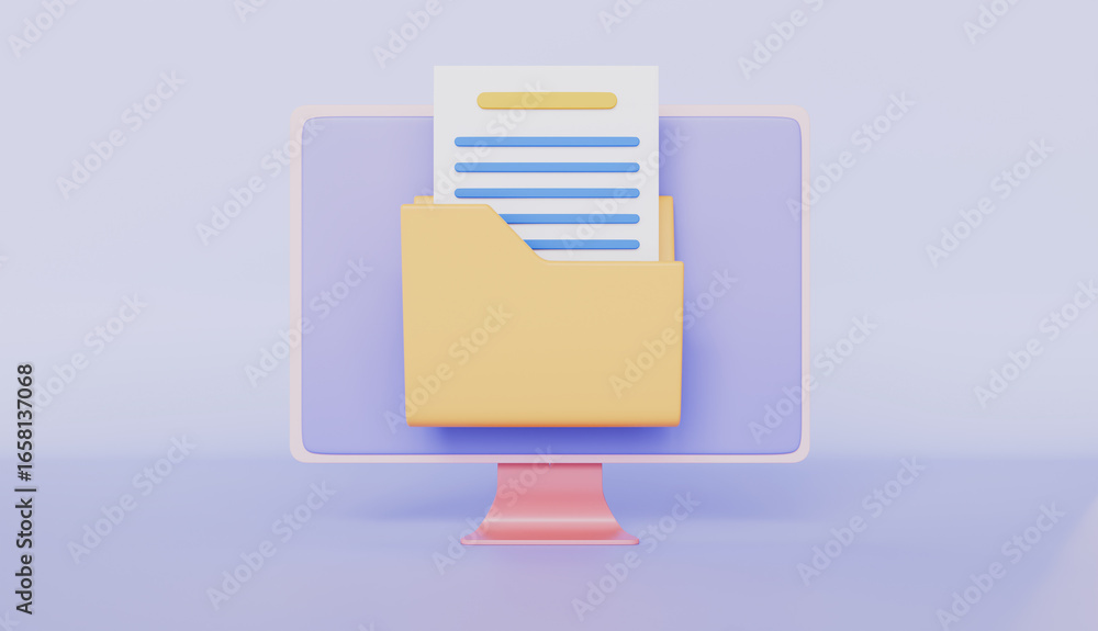 Fototapeta premium Business Folder of Papers on Desktop, Remote Access to Encrypted Documents, Concept of File Transfer