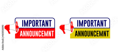 Important Announcement Badge 2 Set Vector Design Isolated on White Background