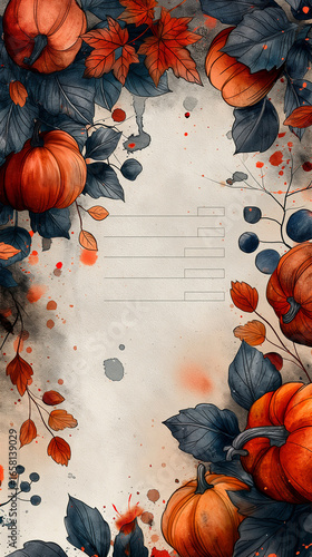 Editable Thanksgiving Checklist Template with Watercolor Pumpkins and Leaves